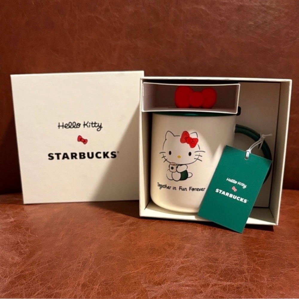 Starbucks x Hello Kitty •Ceramic Mug Cup 16oz Bow Topper • Limited Edition •NIB